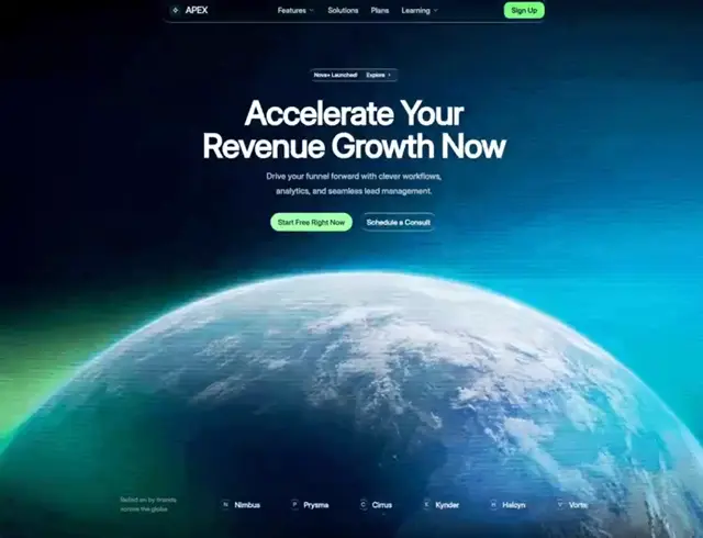 Planet Orbit site hero, a space themed product page in dark type.