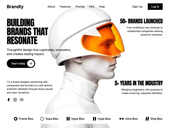 XPortfolio personal site hero with a large serif headline.